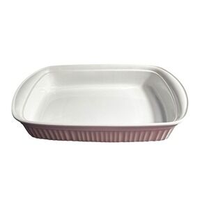 CorningWare French White 9x13 Stoneware Rectangular Baking Dish Fluted Roaster